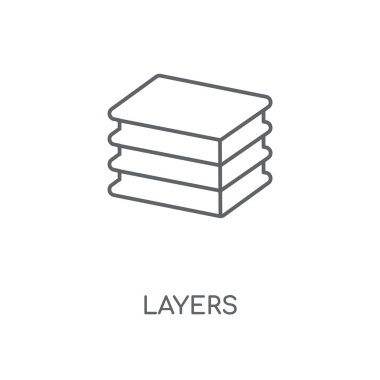 Katmanlar doğrusal simgesi. Kavramı kontur sembolü tasarım katmanlar. İnce grafik öğeleri illüstrasyon, beyaz bir arka plan, eps 10 anahat desen vektör.