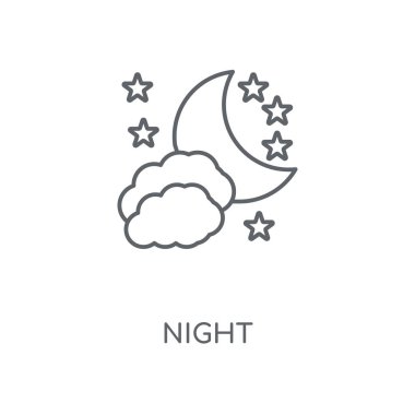 Gece doğrusal simgesi. Gece kavramı kontur sembolü tasarım. İnce grafik öğeleri illüstrasyon, beyaz bir arka plan, eps 10 anahat desen vektör.