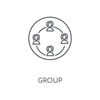 Grup doğrusal simgesi. Grup kavramı kontur sembolü tasarım. İnce grafik öğeleri illüstrasyon, beyaz bir arka plan, eps 10 anahat desen vektör.