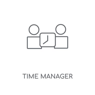 Zaman Yöneticisi doğrusal simgesi. Zaman Yöneticisi kavramı kontur sembol tasarımı. İnce grafik öğeleri illüstrasyon, beyaz bir arka plan, eps 10 anahat desen vektör.