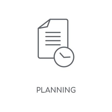 Doğrusal simgesi planlama. Planlama kavramı kontur sembolü tasarım. İnce grafik öğeleri illüstrasyon, beyaz bir arka plan, eps 10 anahat desen vektör.