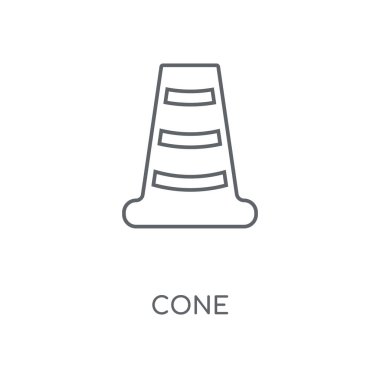 Koni doğrusal simgesi. Koni kavramı kontur sembolü tasarım. İnce grafik öğeleri illüstrasyon, beyaz bir arka plan, eps 10 anahat desen vektör.