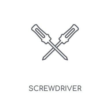 Tornavida doğrusal simgesi. Tornavida kavramı kontur sembolü tasarım. İnce grafik öğeleri illüstrasyon, beyaz bir arka plan, eps 10 anahat desen vektör.