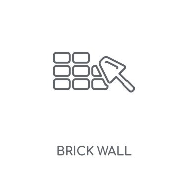 Tuğla duvar doğrusal simgesi. Tuğla duvar kavramı kontur sembol tasarımı. İnce grafik öğeleri illüstrasyon, beyaz bir arka plan, eps 10 anahat desen vektör.