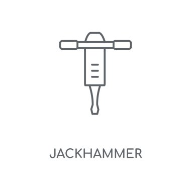 Jackhammer doğrusal simgesi. Jackhammer kavramı kontur sembolü tasarım. İnce grafik öğeleri illüstrasyon, beyaz bir arka plan, eps 10 anahat desen vektör.