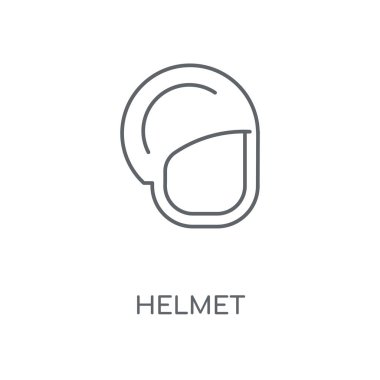 Kask doğrusal simgesi. Kask kavramı kontur sembolü tasarım. İnce grafik öğeleri illüstrasyon, beyaz bir arka plan, eps 10 anahat desen vektör.