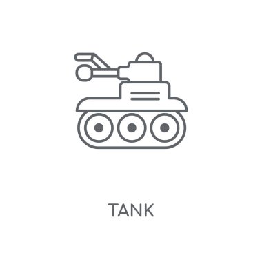 Tank doğrusal simgesi. Tank kavramı kontur sembolü tasarım. İnce grafik öğeleri illüstrasyon, beyaz bir arka plan, eps 10 anahat desen vektör.