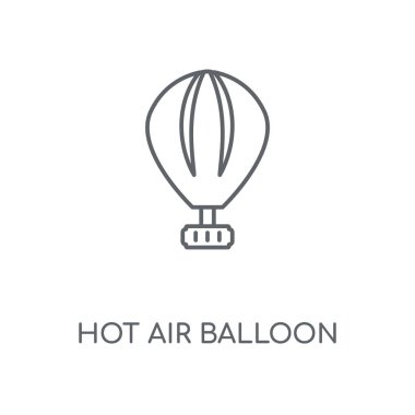 Sıcak hava balon doğrusal simgesi. Sıcak hava balon kavramı kontur sembolü tasarım. İnce grafik öğeleri illüstrasyon, beyaz bir arka plan, eps 10 anahat desen vektör.