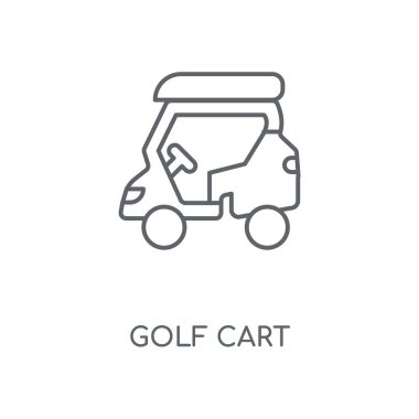 Golf cart doğrusal simgesi. Golf cart kavramı kontur sembolü tasarım. İnce grafik öğeleri illüstrasyon, beyaz bir arka plan, eps 10 anahat desen vektör.