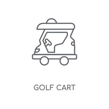 Golf cart doğrusal simgesi. Golf cart kavramı kontur sembolü tasarım. İnce grafik öğeleri illüstrasyon, beyaz bir arka plan, eps 10 anahat desen vektör.