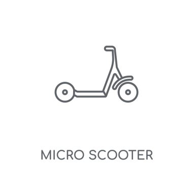 Mikro scooter doğrusal simgesi. Mikro skuter kavramı kontur sembolü tasarım. İnce grafik öğeleri illüstrasyon, beyaz bir arka plan, eps 10 anahat desen vektör.