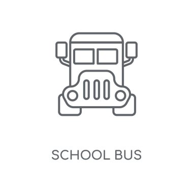Okul otobüsü doğrusal simgesi. Okul otobüsü kavramı kontur sembolü tasarım. İnce grafik öğeleri illüstrasyon, beyaz bir arka plan, eps 10 anahat desen vektör.