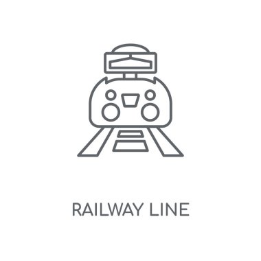 Demiryolu hattı doğrusal simgesi. Demiryolu hat kavramı kontur sembolü tasarım. İnce grafik öğeleri illüstrasyon, beyaz bir arka plan, eps 10 anahat desen vektör.