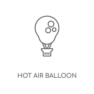 Sıcak hava balon doğrusal simgesi. Sıcak hava balon kavramı kontur sembolü tasarım. İnce grafik öğeleri illüstrasyon, beyaz bir arka plan, eps 10 anahat desen vektör.