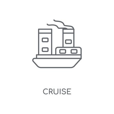 Cruise doğrusal simgesi. Kavramı kontur sembolü tasarım cruise. İnce grafik öğeleri illüstrasyon, beyaz bir arka plan, eps 10 anahat desen vektör.