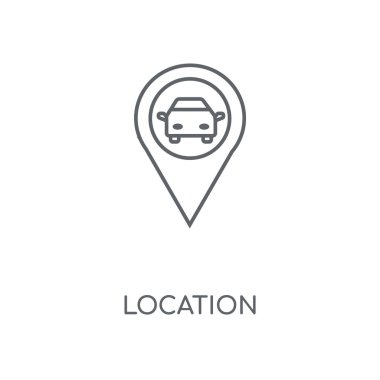 Konumu doğrusal simgesi. Konum kavramı kontur sembolü tasarım. İnce grafik öğeleri illüstrasyon, beyaz bir arka plan, eps 10 anahat desen vektör.
