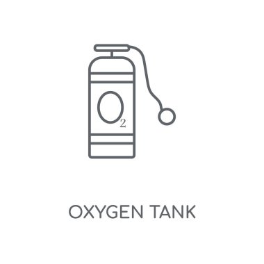 Oksijen tankı doğrusal simgesi. Oksijen tankı kavramı kontur sembolü tasarım. İnce grafik öğeleri illüstrasyon, beyaz bir arka plan, eps 10 anahat desen vektör.