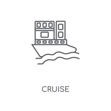 Cruise doğrusal simgesi. Kavramı kontur sembolü tasarım cruise. İnce grafik öğeleri illüstrasyon, beyaz bir arka plan, eps 10 anahat desen vektör.