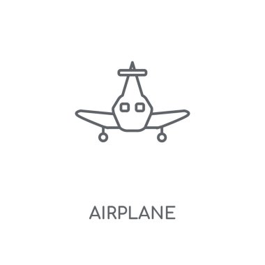 Uçak doğrusal simgesi. Uçak kavramı kontur sembolü tasarım. İnce grafik öğeleri illüstrasyon, beyaz bir arka plan, eps 10 anahat desen vektör.