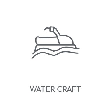 Su tekne doğrusal simgesi. Su tekne kavramı kontur sembolü tasarım. İnce grafik öğeleri illüstrasyon, beyaz bir arka plan, eps 10 anahat desen vektör.