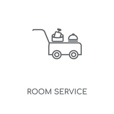 Oda Servisi doğrusal simgesi. Oda Servisi kavramı kontur sembolü tasarım. İnce grafik öğeleri illüstrasyon, beyaz bir arka plan, eps 10 anahat desen vektör.