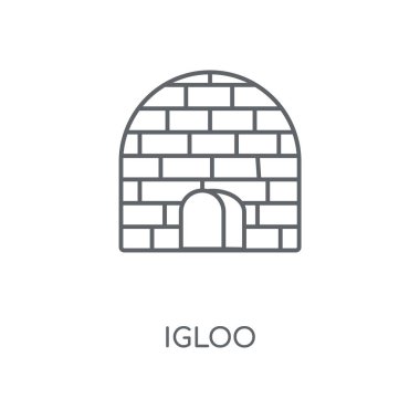 Igloo doğrusal simgesi. Igloo kavramı kontur sembolü tasarım. İnce grafik öğeleri illüstrasyon, beyaz bir arka plan, eps 10 anahat desen vektör.