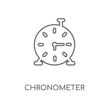 Chronometre doğrusal simgesi. Chronometre kavramı kontur sembolü tasarım. İnce grafik öğeleri illüstrasyon, beyaz bir arka plan, eps 10 anahat desen vektör.