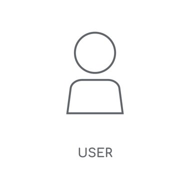 Kullanıcı doğrusal simgesi. Kullanıcı kavramı kontur sembol tasarımı. İnce grafik öğeleri illüstrasyon, beyaz bir arka plan, eps 10 anahat desen vektör.