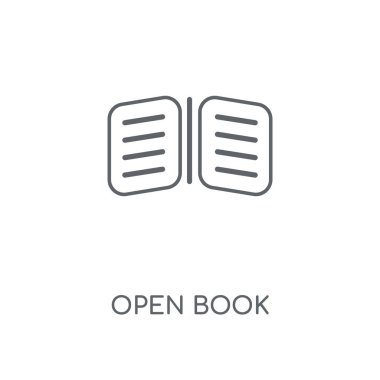 Açık kitap doğrusal simgesi. Açık kitap kavramı kontur sembol tasarımı. İnce grafik öğeleri illüstrasyon, beyaz bir arka plan, eps 10 anahat desen vektör.