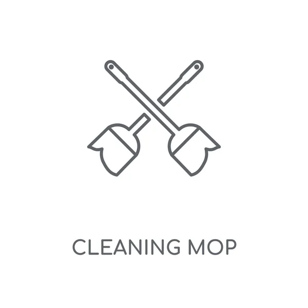 Limpeza Mop Ícone Linear Limpeza Mop Conceito Design Símbolo Acidente — Vetor de Stock