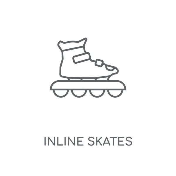 インライン スケートの線形アイコン インライン スケートは ストローク シンボル デザインをコンセプト 薄いグラフィック要素ベクトル イラスト 白い背景 — ストックベクタ