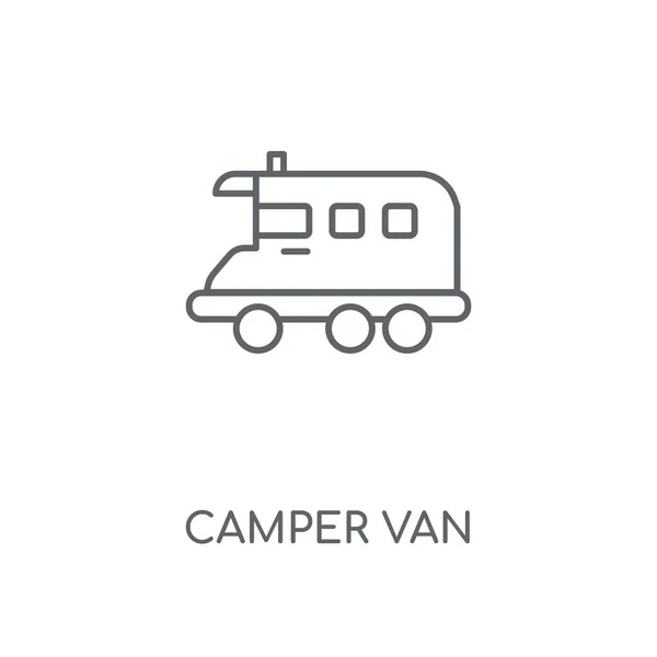 Ícone Linear Camper Van Camper Van Conceito Traço Símbolo Design — Vetor de Stock