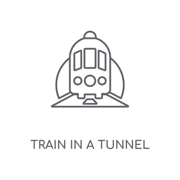 Treine Ícone Linear Túnel Treine Projeto Símbolo Traço Conceito Túnel — Vetor de Stock