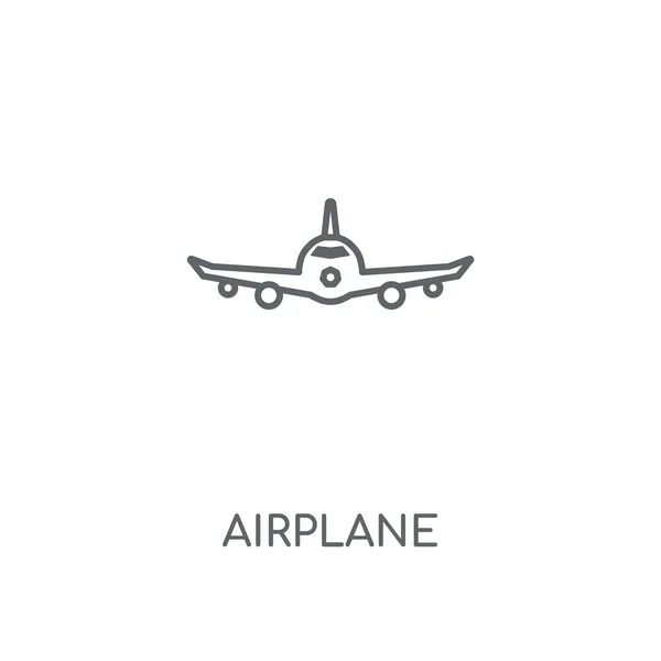 飛行機線形アイコン 飛行機コンセプト ストローク シンボル デザイン 薄いグラフィック要素ベクトル イラスト 白い背景 Eps の概要パターン — ストックベクタ