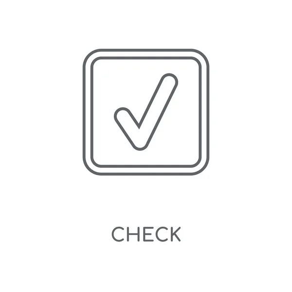 Compruebe Icono Lineal Compruebe Diseño Del Símbolo Carrera Concepto Elementos — Archivo Imágenes Vectoriales