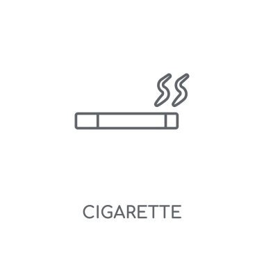 Sigara doğrusal simgesi. Sigara kavramı kontur sembolü tasarım. İnce grafik öğeleri illüstrasyon, beyaz bir arka plan, eps 10 anahat desen vektör.