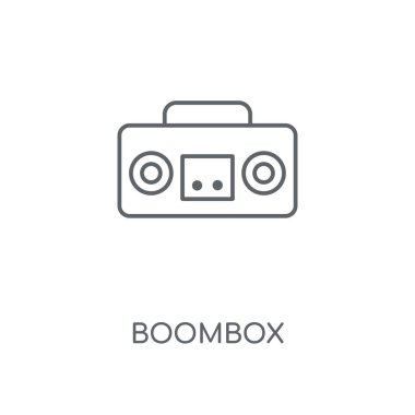 Boombox doğrusal simgesi. Boombox kavramı kontur sembolü tasarım. İnce grafik öğeleri illüstrasyon, beyaz bir arka plan, eps 10 anahat desen vektör.