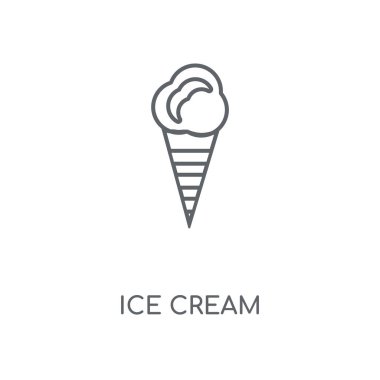 Dondurma doğrusal simgesi. Dondurma kavramı kontur sembolü tasarım. İnce grafik öğeleri illüstrasyon, beyaz bir arka plan, eps 10 anahat desen vektör.