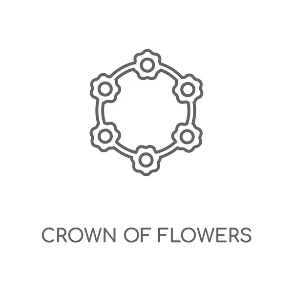 Корона Квітів Лінійна Ікона Концепція Корони Квітами Дизайн Символів Штрихування — стоковий вектор