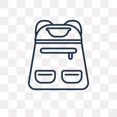 Sırt çantası vektör anahat simgesini şeffaf arka plan üzerinde yüksek kalitede doğrusal sırt çantası saydamlık kavramı izole olabilir kullanılan web ve mobil