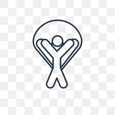 Vektör anahat simgesini şeffaf arka plan üzerinde izole paraşütle atlama, yüksek kalitede doğrusal Parachuting saydamlık kavramı kullanılan web ve mobil olabilir