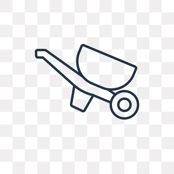 Wheelbarrow Vector Contorno Icono Aislado Sobre Fondo Transparente Alta Calidad — Vector de stock