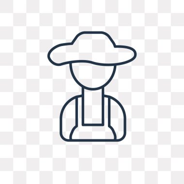 Çiftçi vektör anahat simgesini şeffaf arka plan üzerinde yüksek kalitede doğrusal çiftçi saydamlık kavramı izole olabilir kullanılan web ve mobil