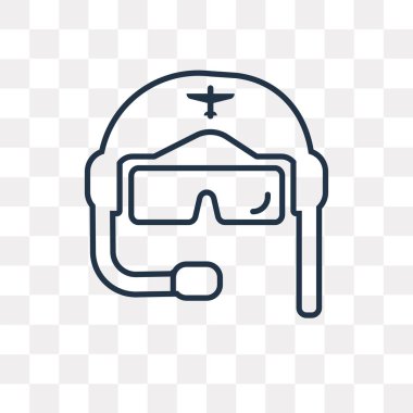 Pilot kask vektör anahat simgesini şeffaf arka plan üzerinde yüksek kalitede doğrusal Pilot kask saydamlık kavramı izole olabilir kullanılan web ve mobil