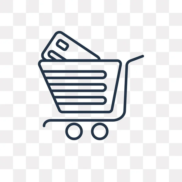 Shopping Cart Vector Overzicht Pictogram Geïsoleerd Transparante Achtergrond Kunnen Hoge — Stockvector