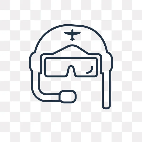 Pilot Helm Vector Overzicht Pictogram Geïsoleerd Transparante Achtergrond Hoge Kwaliteit — Stockvector