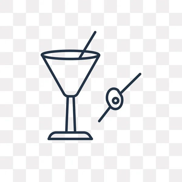 Martini Mit Olivem Vektorumriss Symbol Isoliert Auf Transparentem Hintergrund Hochwertige — Stockvektor