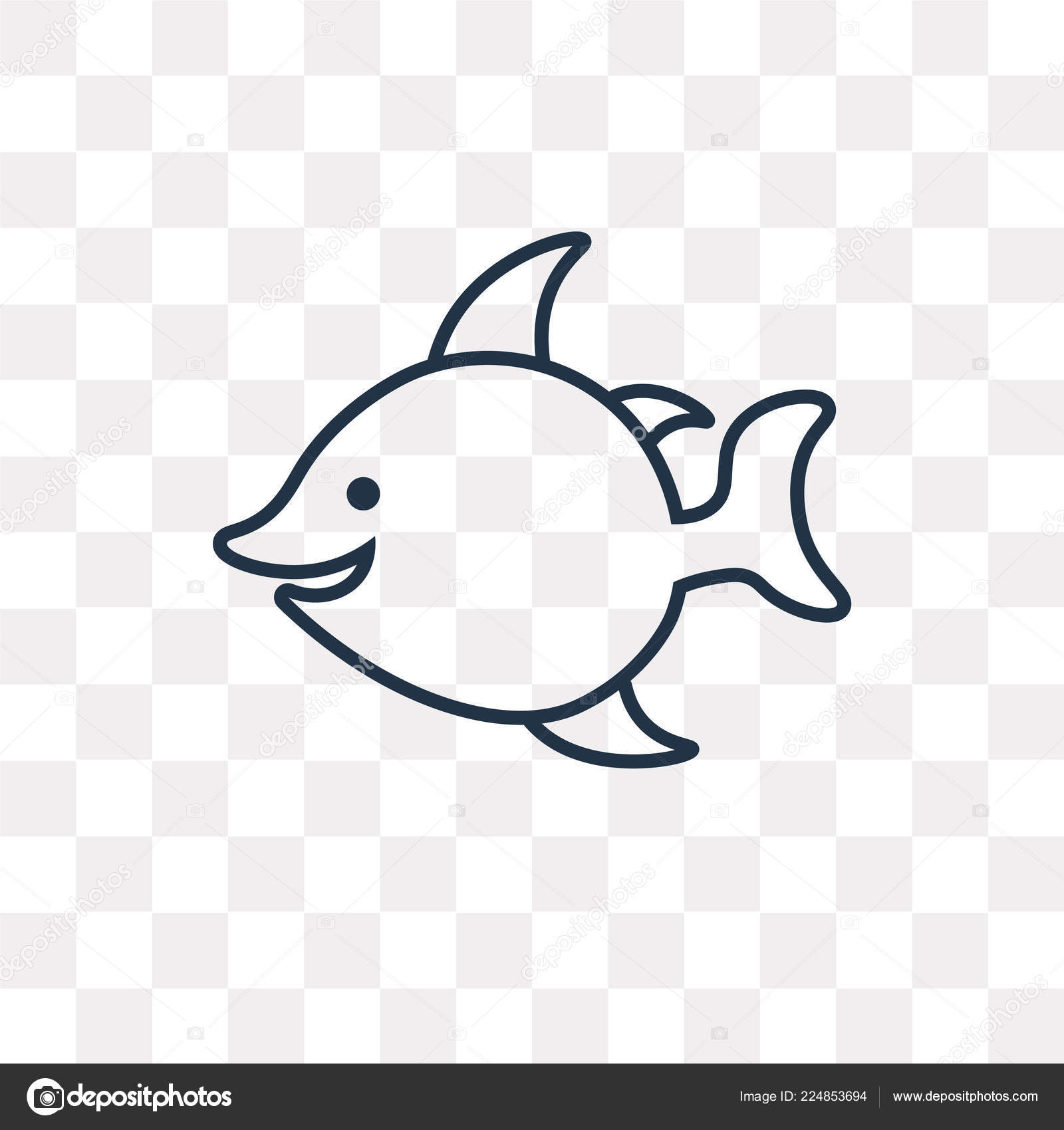 Fish Vector Outline Icon Isolated Transparent Background High Quality Linear — Stock Vector ...