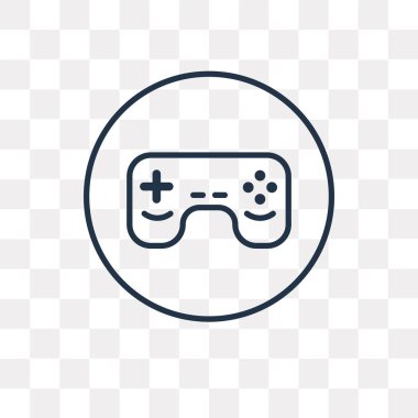 Kullandığınız web ve mobil oyun vektör anahat simgesini şeffaf arka plan üzerinde yüksek kalitede doğrusal oyun saydamlık kavramı izole olabilir