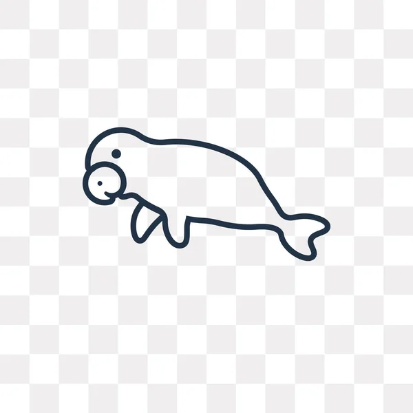 Sea Cow Vector Outline Icon Isolato Sfondo Trasparente Concetto Trasparenza — Vettoriale Stock